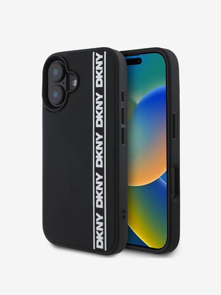 DKNY DKNY 3D Rubber Repeat Logo Line Zadní Kryt pro iPhone 16 Black