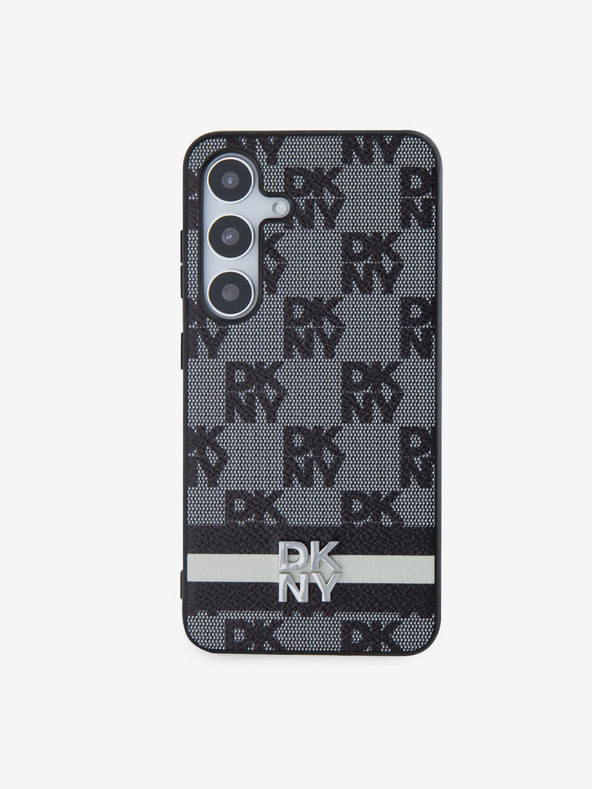 DKNY DKNY PU Leather Checkered Pattern and Stripe Zadní Kryt pro Samsung Galaxy S24+ Black