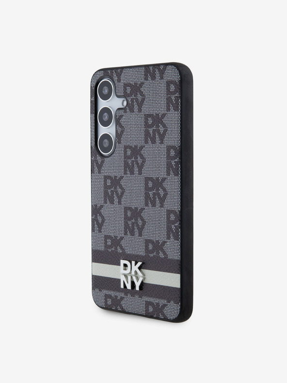 DKNY DKNY PU Leather Checkered Pattern and Stripe Zadní Kryt pro Samsung Galaxy S24+ Black