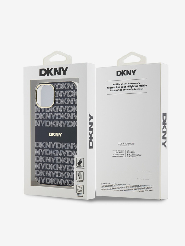 DKNY PC/TPU Repeat Pattern Tonal Stripe Magsafe Zadní Kryt pro iPhone 15 Black DKNY