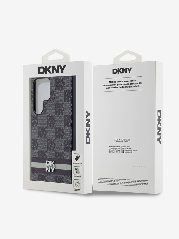 DKNY DKNY PU Leather Checkered Pattern and Stripe Zadní Kryt pro Samsung Galaxy S24 Ultra Black
