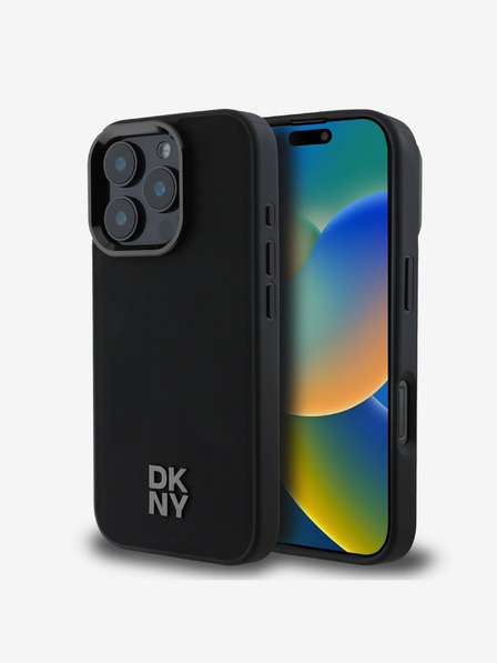 DKNY DKNY PU Leather Stack Logo Magsafe Zadní Kryt pro iPhone 16 Pro Max Black