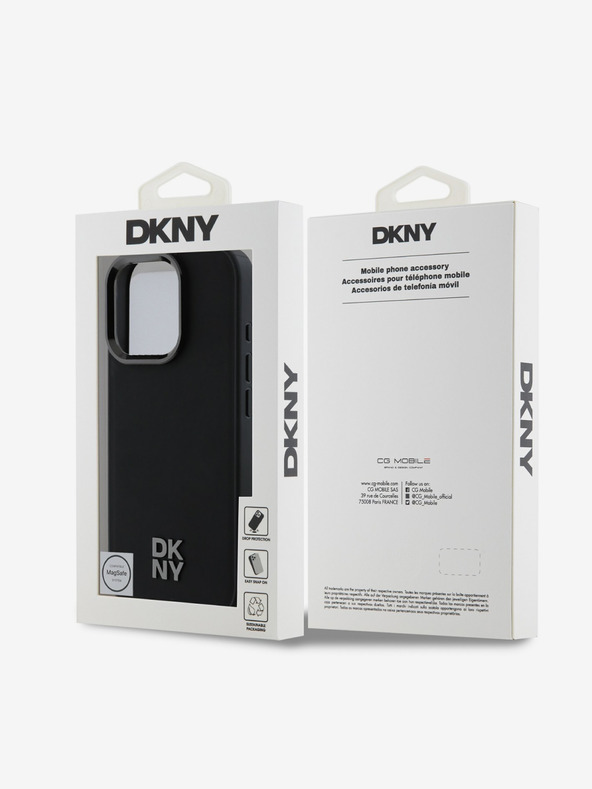 DKNY DKNY PU Leather Stack Logo Magsafe Zadní Kryt pro iPhone 16 Pro Max Black