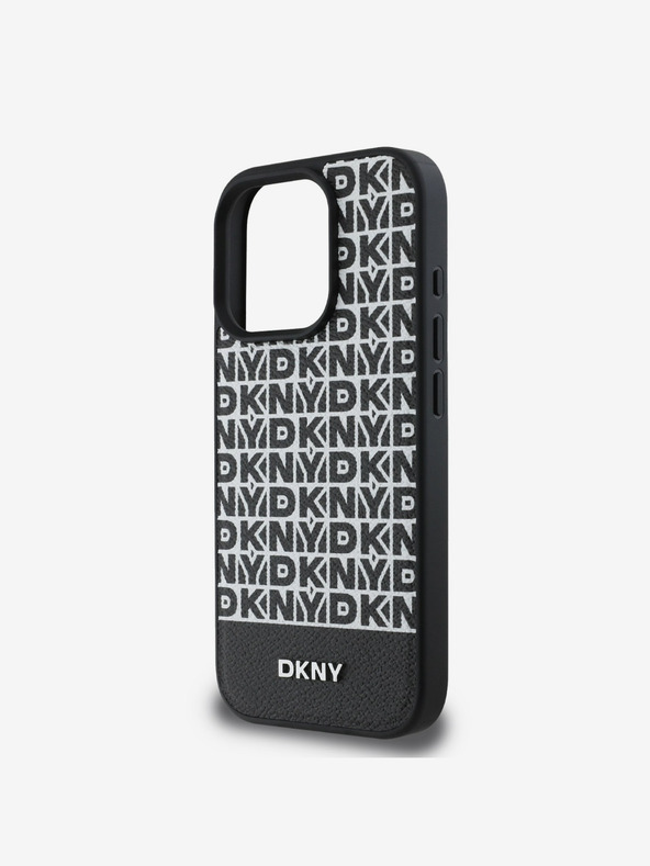 DKNY DKNY PU Leather Repeat Pattern Bottom Stripe MagSafe Zadní Kryt pro iPhone 16 Pro Max Black