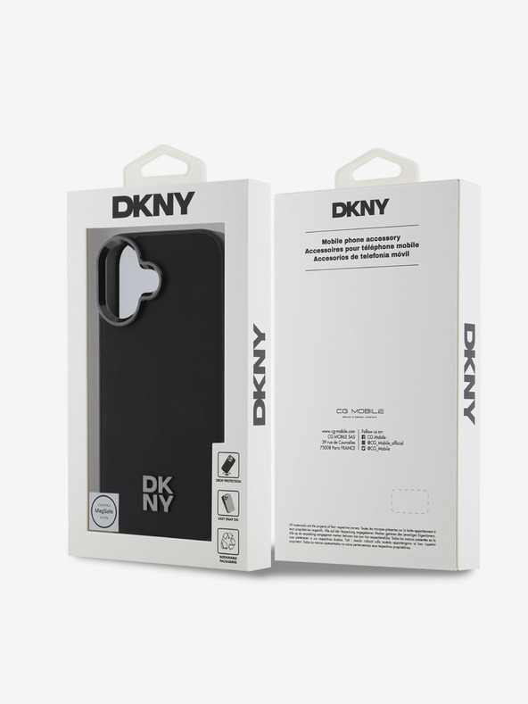 DKNY DKNY PU Leather Stack Logo Magsafe Zadní Kryt pro iPhone 16 Black