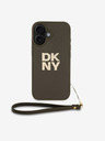DKNY DKNY PU Leather Stack Logo Wrist Strap Zadní Kryt pro iPhone 16 Green