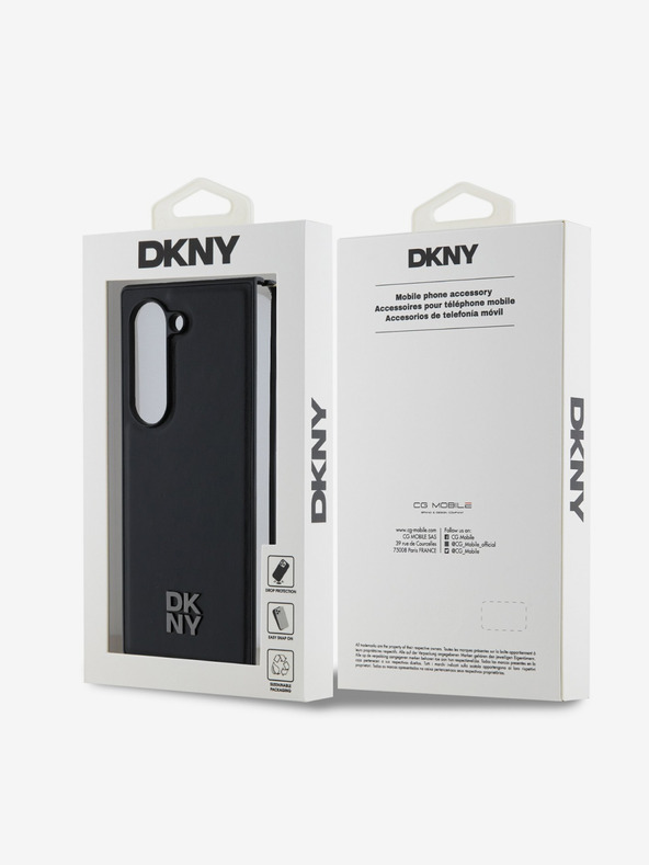 DKNY DKNY PU Leather Stack Logo MagSafe Zadní Kryt pro Samsung Galaxy Z Fold 6 Black