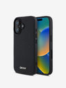 DKNY DKNY PU Leather Silver Metal Logo Magsafe Zadní Kryt pro iPhone 16 Black
