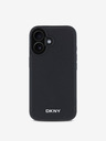 DKNY DKNY PU Leather Silver Metal Logo Magsafe Zadní Kryt pro iPhone 16 Black