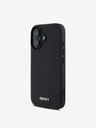 DKNY DKNY PU Leather Silver Metal Logo Magsafe Zadní Kryt pro iPhone 16 Black