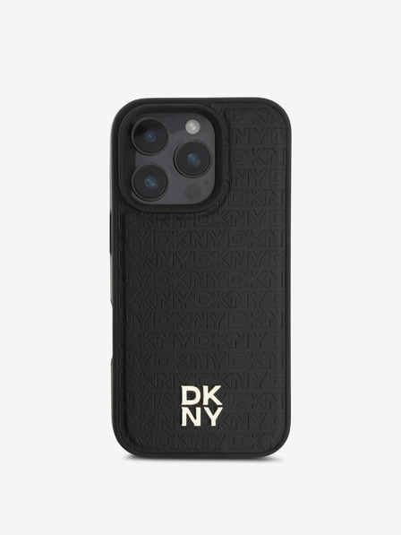 DKNY DKNY PU Leather Repeat Pattern Stack Logo MagSafe Zadní Kryt pro iPhone 16 Pro Max Black