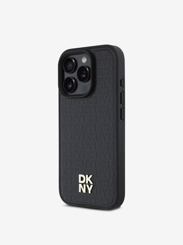 DKNY DKNY PU Leather Repeat Pattern Stack Logo MagSafe Zadní Kryt pro iPhone 16 Pro Max Black