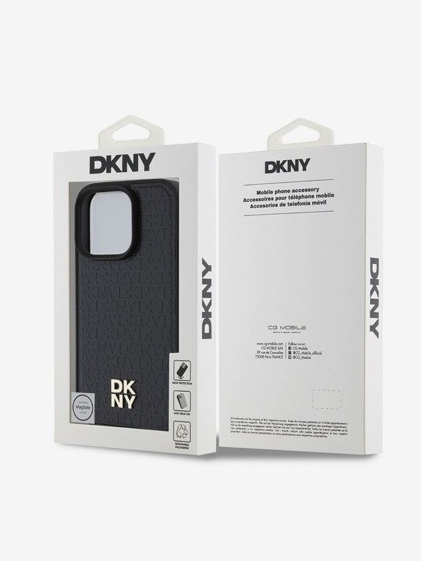 DKNY DKNY PU Leather Repeat Pattern Stack Logo MagSafe Zadní Kryt pro iPhone 16 Pro Max Black