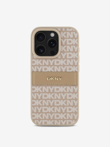 DKNY DKNY PU Leather Repeat Pattern Tonal Stripe Zadní Kryt pro iPhone 16 Pro Pink