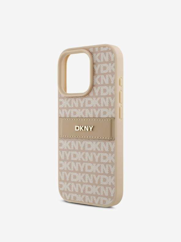 DKNY DKNY PU Leather Repeat Pattern Tonal Stripe Zadní Kryt pro iPhone 16 Pro Pink