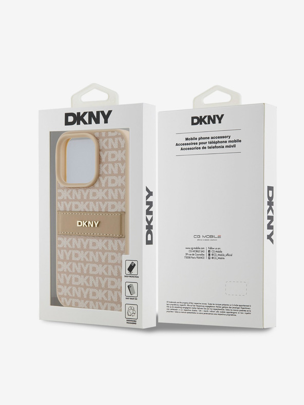DKNY DKNY PU Leather Repeat Pattern Tonal Stripe Zadní Kryt pro iPhone 16 Pro Pink