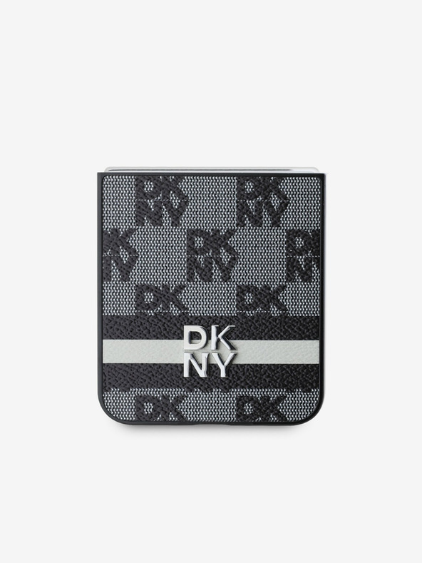 DKNY DKNY PU Leather Checkered Pattern and Stripe Zadní Kryt pro Samsung Galaxy Z Flip 6 Black