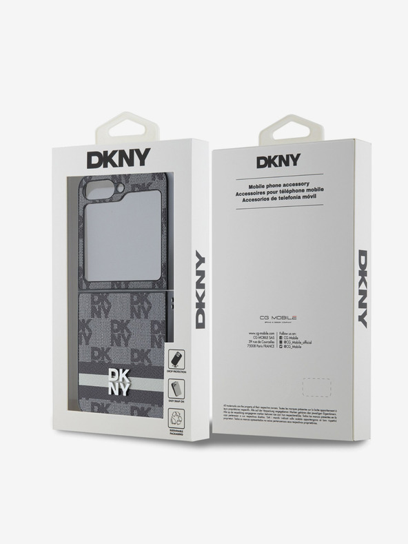 DKNY DKNY PU Leather Checkered Pattern and Stripe Zadní Kryt pro Samsung Galaxy Z Flip 6 Black