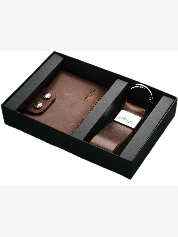 Pularys Pularys dárková sada pánská kožená peněženka Hobby a přívěsek na klíče hnědé 189414102