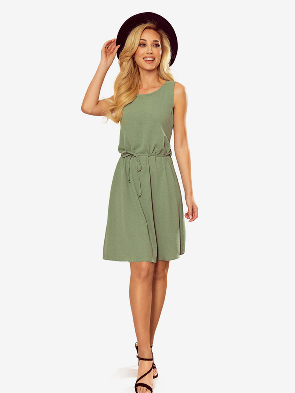 numoco Trapézové šaty - olivová barva Numoco VICTORIA