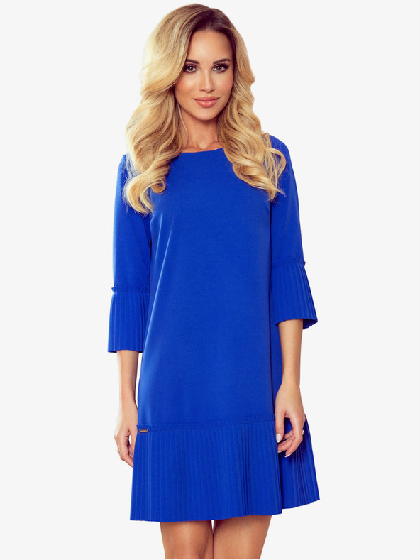 numoco Plisované pohodlné šaty - modré Numoco LUCY