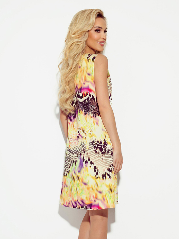 numoco Lichoběžníkové šaty se žlutým leopardím vzorem Numoco VICTORIA