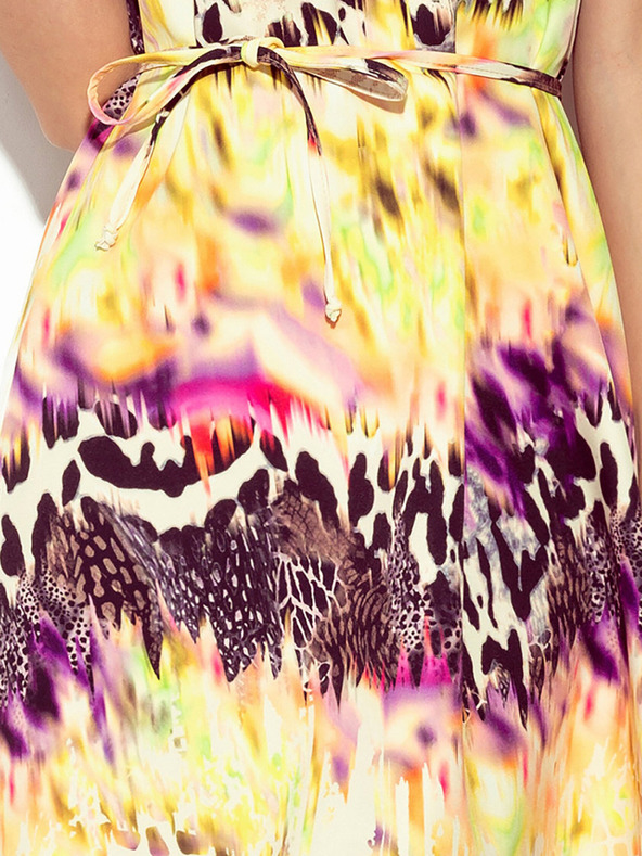 numoco Lichoběžníkové šaty se žlutým leopardím vzorem Numoco VICTORIA