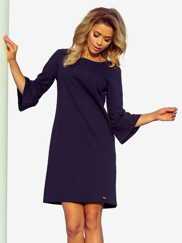 numoco Šaty s krajkou na rukávech - tmavě modrá Numoco MARGARET