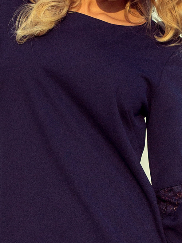 numoco Šaty s krajkou na rukávech - tmavě modrá Numoco MARGARET