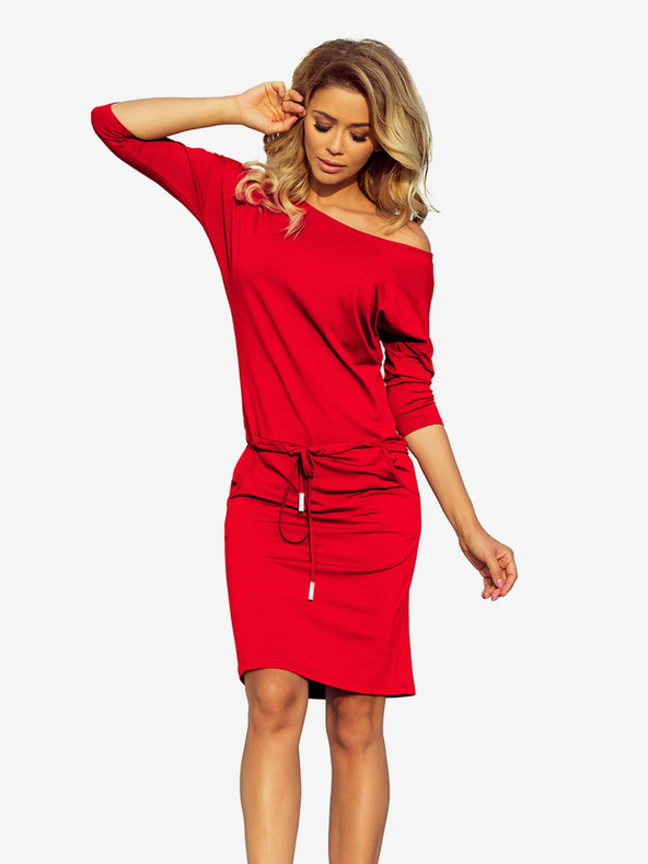 numoco Sportovní šaty se vázáním a kapsami - červené Numoco