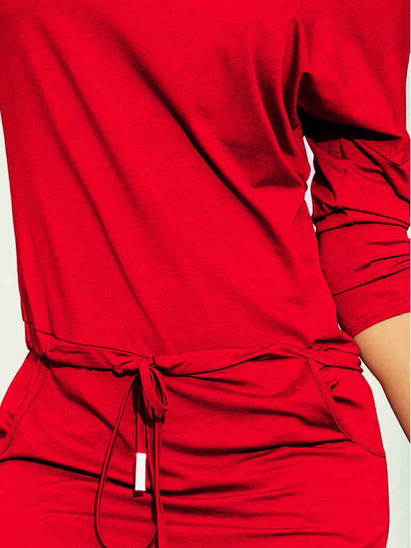 numoco Sportovní šaty se vázáním a kapsami - červené Numoco