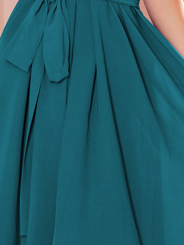 numoco Šifónové šaty s vázáním - barva moře Numoco ALIZEE