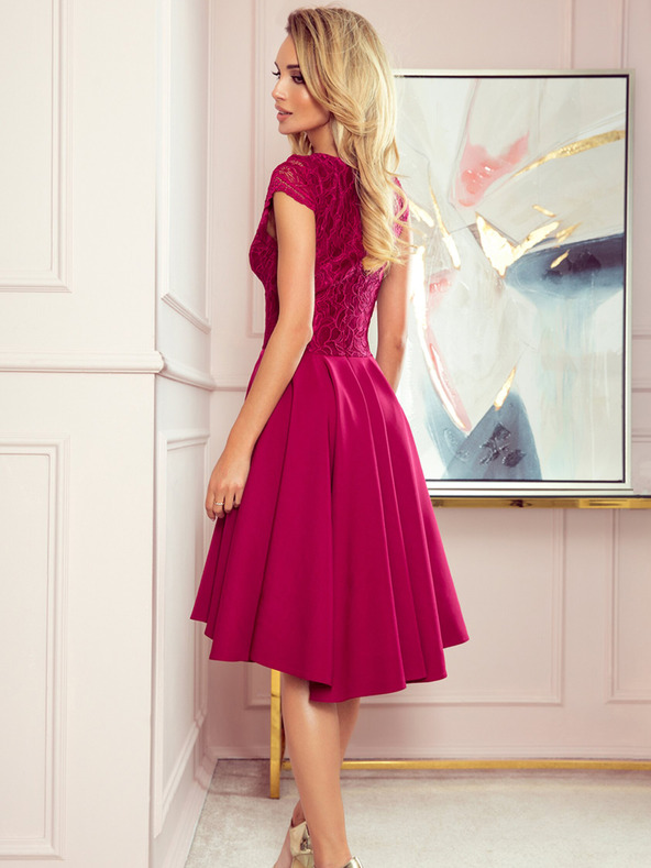 numoco Exkluzivní šaty s krajkou - vínová barva Numoco PATRICIA