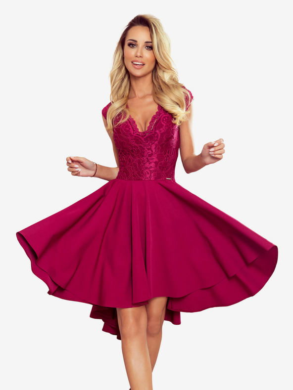 numoco Exkluzivní šaty s krajkou - vínová barva Numoco PATRICIA