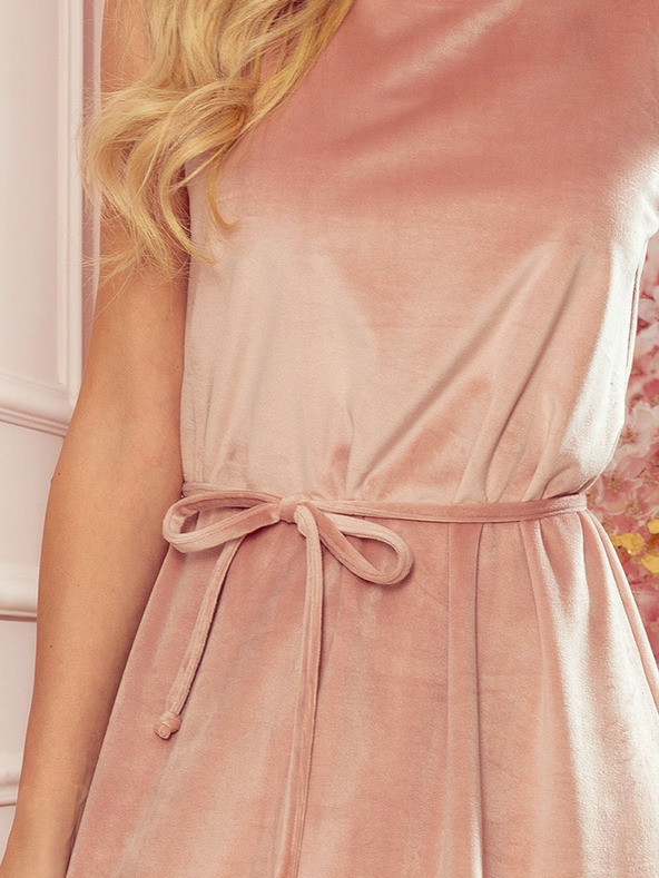 numoco Trapézové šaty - velur - špinavě růžové Numoco VICTORIA