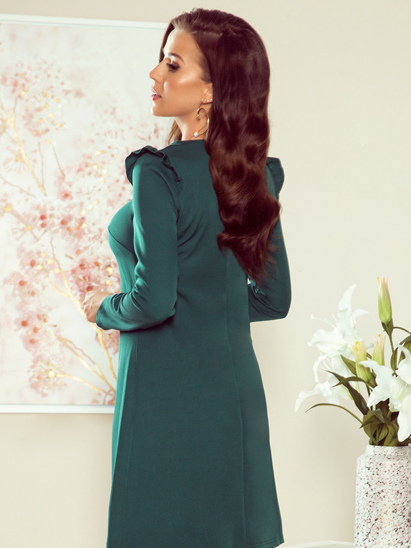 numoco Trapézové šaty s volánkami - zelené Numoco NELL