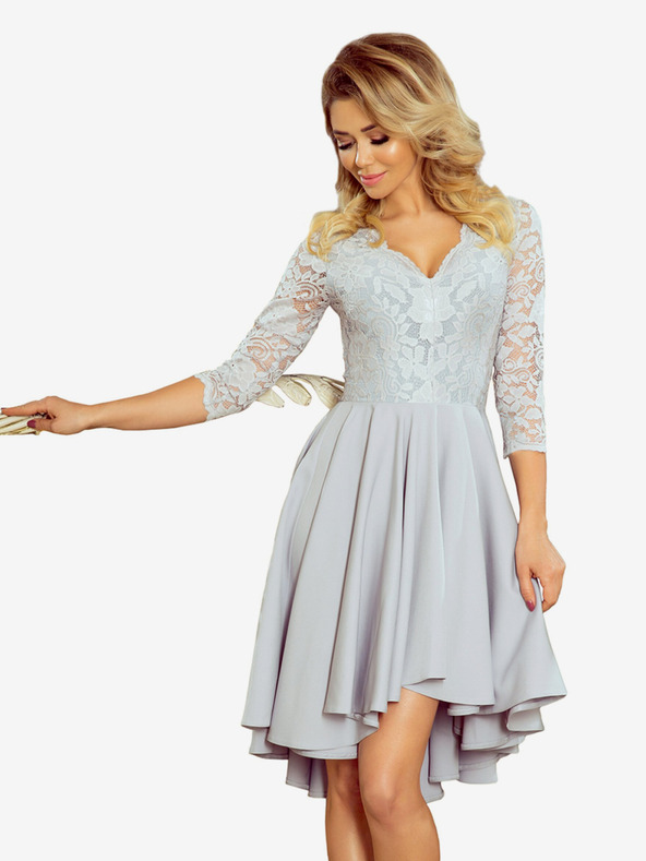 numoco Exkluzivní šaty s krajkou - sedé Numoco NICOLLE