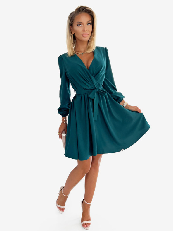 numoco Dámské šaty s výstřihem - zelené Numoco BINDY