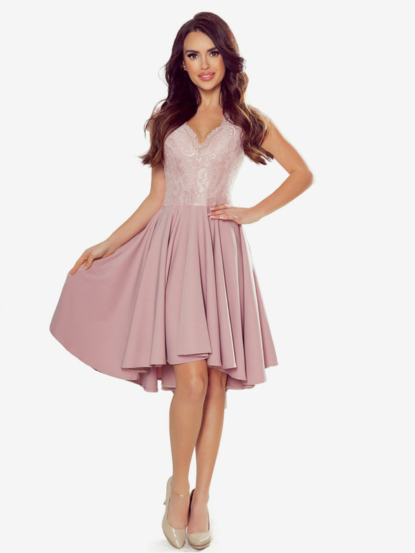 numoco Exkluzivní šaty s krajkou - růžové Numoco PATRICIA