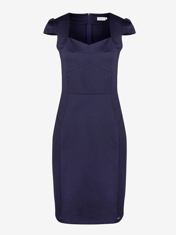 numoco Elegantní midi šaty s pěkným výstřihem - tmavě modrá Numoco NICOLLE