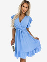 numoco šaty s volánkem, výstřihem a kravatou - světle modré Numoco CORNELIA