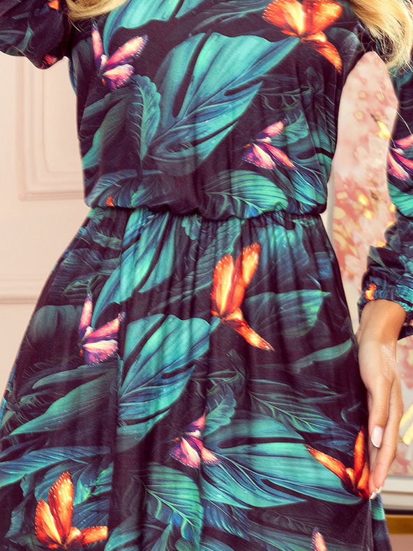 numoco Šaty s výstřihem a volánkem Numoco CORA