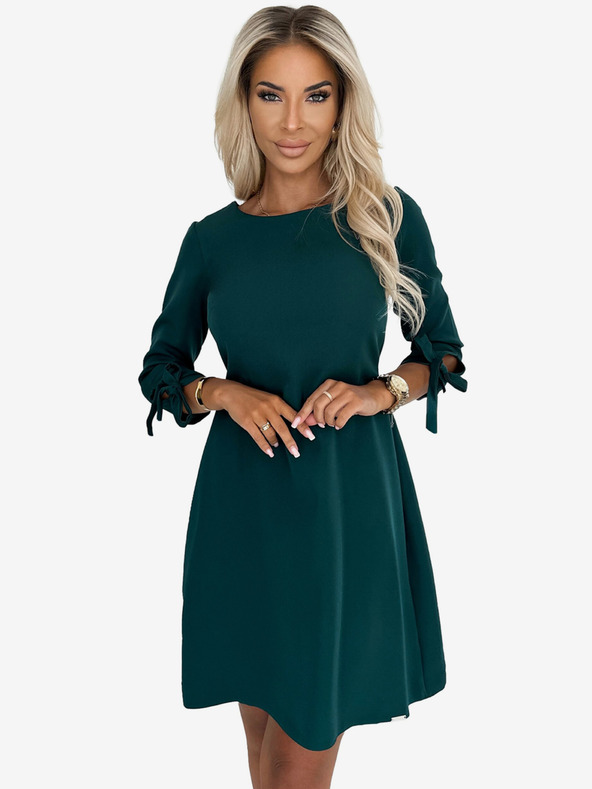 numoco Trapézové šaty s mašlemi - zelené Numoco ALICE