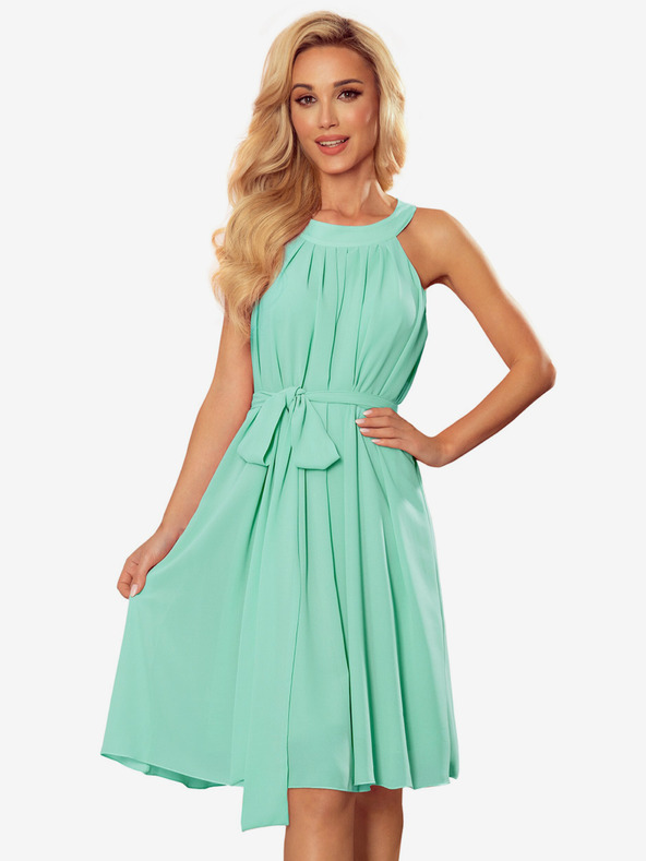 numoco Šifónové šaty s vázáním - Mátová barva Numoco ALIZEE