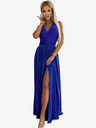 numoco Dlouhé šaty s krajkovým výstřihem - modré Numoco LEA