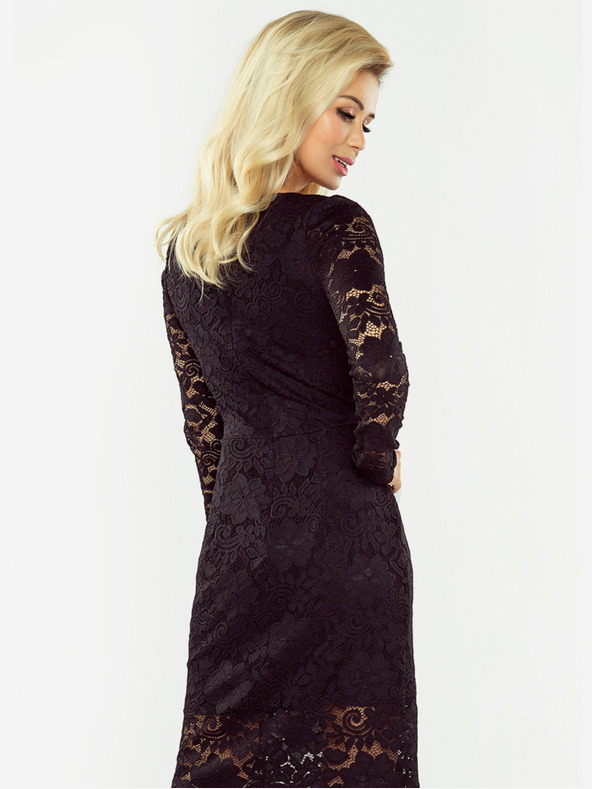 numoco Krajkové šaty s výstřihem - černá Numoco