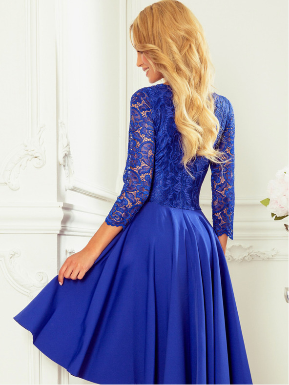 numoco Exkluzivní šaty s krajkou - modré Numoco NICOLLE