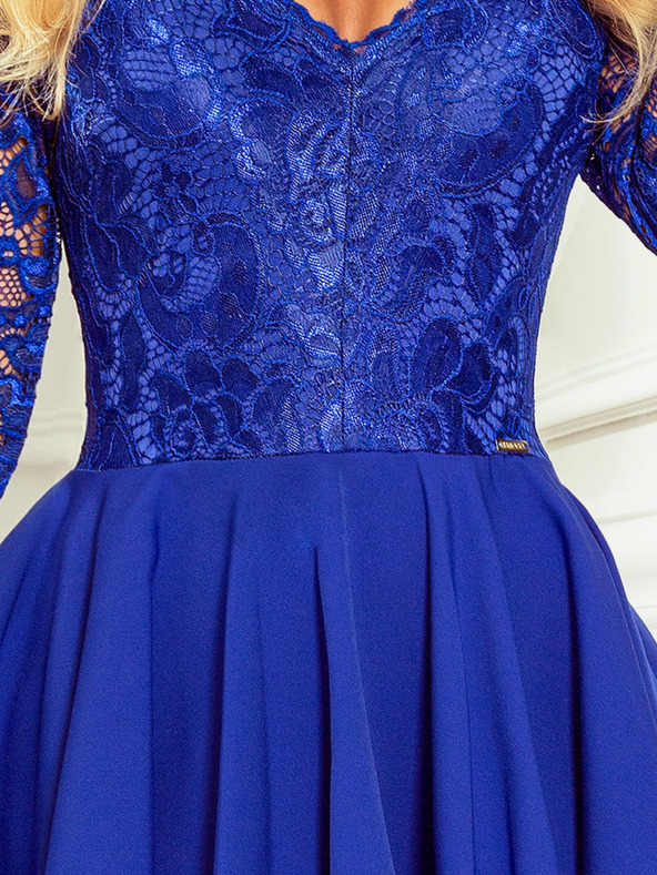 numoco Exkluzivní šaty s krajkou - modré Numoco NICOLLE