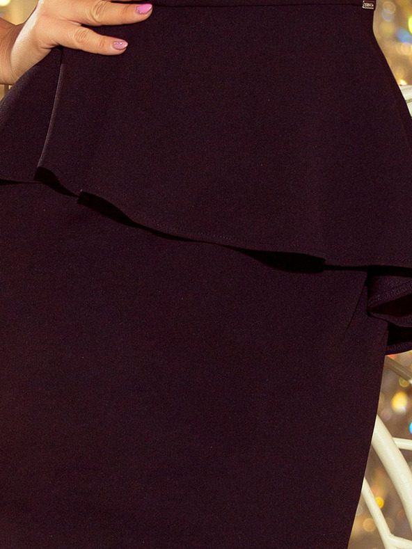 numoco Elegantní midi šaty s volánky - černé Numoco