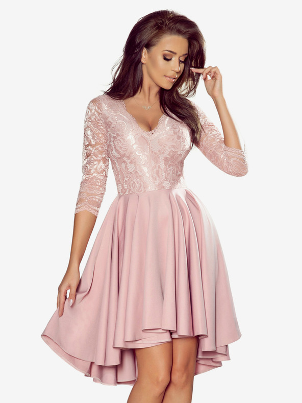 numoco Exkluzivní šaty s krajkou - prášek růžový Numoco NICOLLE